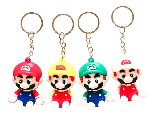 Llaveros Mario Bross Paquete Set 4 Piezas Calidad Superior