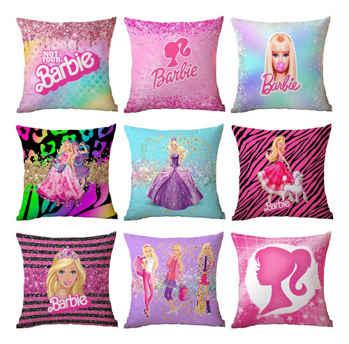 9 Juegos De Fundas De Cojín, Estampado Barbie, 45 X 45 Cm