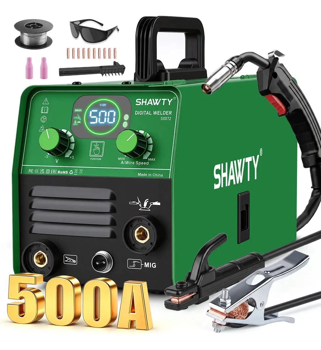 Soldadora Inversora Portatil SHAWTY, 500A MMA MIG TIG 3 en 1 Soldadora Inverter, Maquina de Soldar, Maquina De Soldar Inverter 4000W, Para Soldadura Industrial, Mantenimiento Doméstico