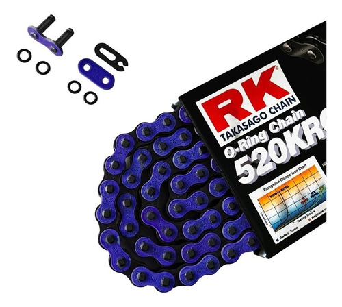 Cadena Rk Con Oring 520 / 118 Pasos Azul Motocross Enduro