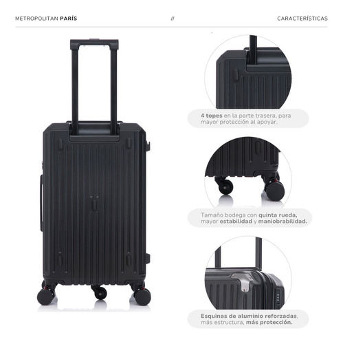 Valija Rigida Carry On Chica + Bodega Grande Paris T-onebag Negro París
