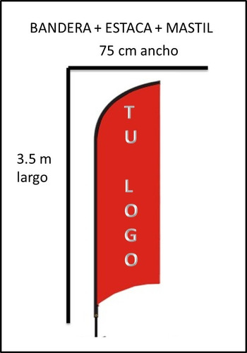 Banderas Publicitarias Con Estructura Personalizada 3.5x.75m