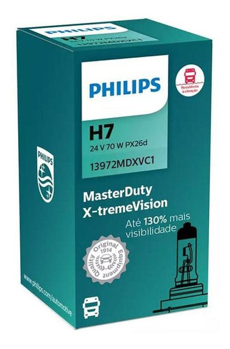 Lâmpada Farol H7 Philips Master Duty X-treme Vision 24v