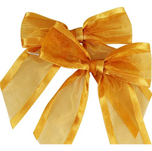 Gold Pre-tied Organza Bows With Twist Ties. Pack Of 12 ...