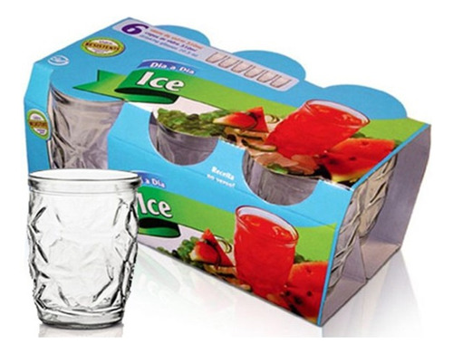 Vaso De Vidrio Ice Resistente Civ Agua Jugo 310ml X6