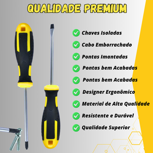 Jogo De Chave De Fenda Philips Pontas Imantadas Chave Teste De Voltagem Eletricista Cietec