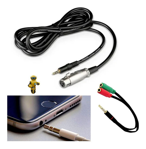 Imagem 3 de 7 de Microfone 58 Com Fio Adaptador Para Usar Em Celular Plug P3