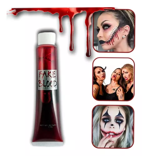 Sangue artificial - Sangue realista para rosto  maquiagem lavável para  fantasia Halloween, zumbi, maquiagem vampiro e vestir Buniq :  : Beleza