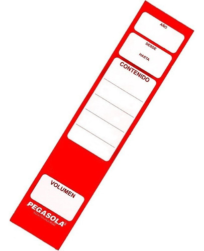 Etiquetas Adhesivas Para Lomo De Bibliorato X 20 Unidades Color Rojo