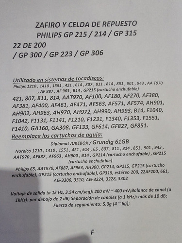 Imagen 10 de 10 de Aguja De Tocadiscos Philips Gp 215