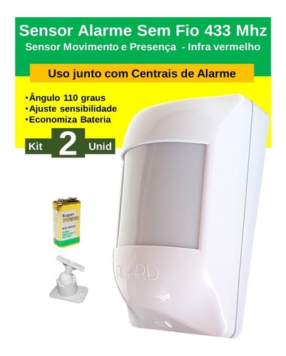 2 Un Sensor Presença Movimento Ivp Visory Rf Sem Fio 433 Mhz