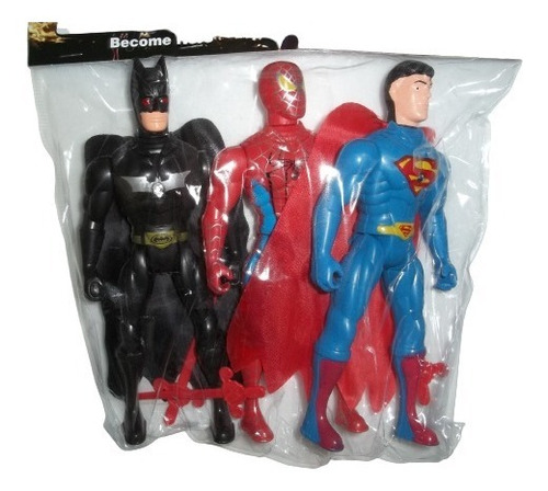 Set Kit Juego De 3 Super Heroes Batman Spiderman Superman