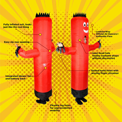 Disfraz Inflable Para Hombre Lookourway Air Dancers, Rojo, A