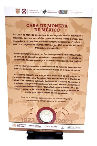 Medallas En Plata 100 Años Del Zoológico De Chapultepec (Usado)