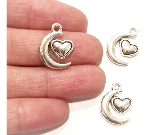 comprar 10 Dijes Luna Corazón Metal Artesanías Bijouterie Souvenirs