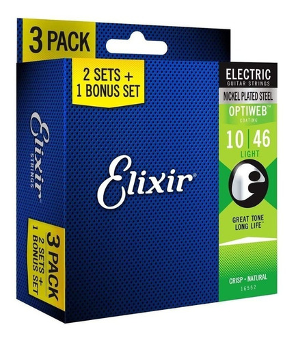 Elixir Cuerdas Guitarra Electrica Optiweb 3 Pack 16552