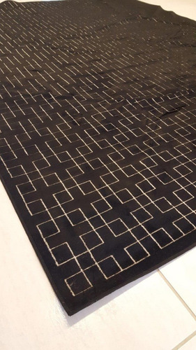 Tapete Belga Illusion Alto Relevo 1,40x2,00m Geometrico 3d Cor Preto
