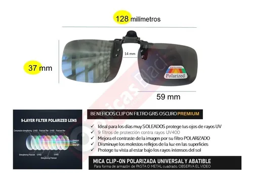 Gafas de sol polarizadas para hombre con lentes rectangulares sin reflejos