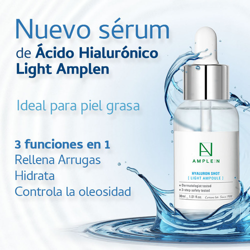 Sérum Facial Fluido Antiedad Amplen Ácido Hialurónico 30ml Momento de aplicación Día/Noche Tipo de piel Grasa