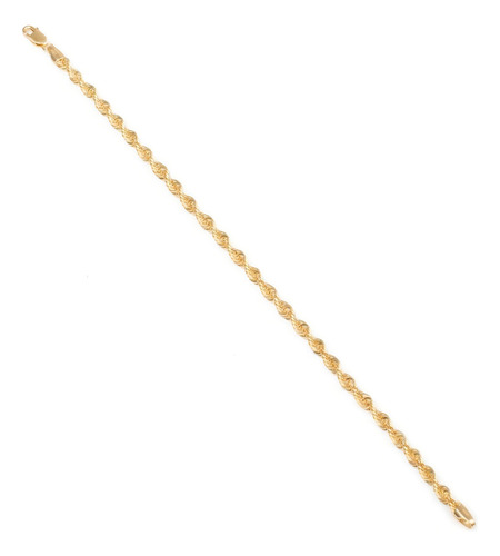 Pulsera Torsal 4mm Unisex 21cm Oro Italiano Hueco 10k Largo 21 Cm
