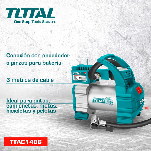 Imagen 3 de 8 de Compresor Inflador 12v Total