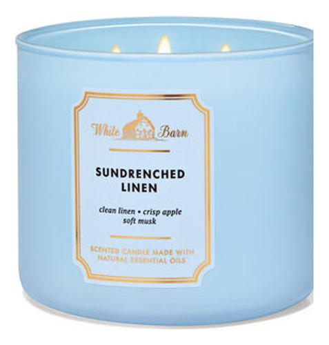 Vela Grande Sundrenched Linen Bath & Body Works 411g Amyglo