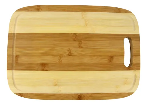 Tábua De Bambu P/ Corte Churrasco Legumes Com Pegador- Clink Cor Marrom