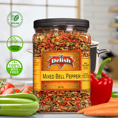 Mezcla De Pimientos Morrones Rojos Y Verdes Secos Deshidrata