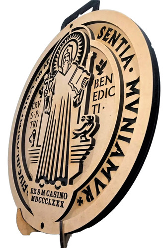 Cuadro San Benito Medalla Iconograma 30cm Crudo