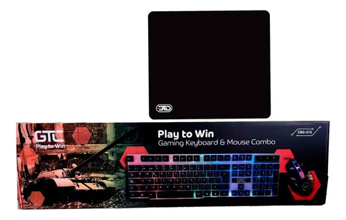 Teclado + Mouse Gamer Luz Led Multicolor Usb Gtc + Pad 