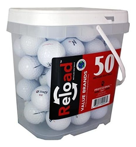 Reload Recycled Golf Balls Cubo De 50 Bolas, Blanco, Talla Ú