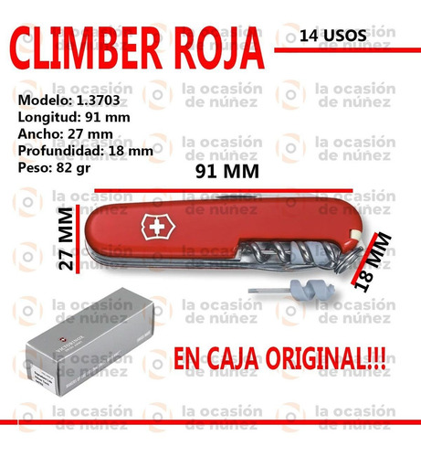 Cortaplumas Victorinox Climber Suiza 14 Usos 23097 Navajas