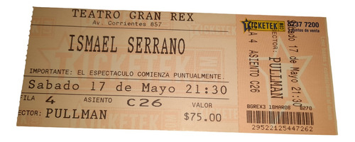 Entrada Ismael Serrano Gran Rex 17 De Mayo De 2008