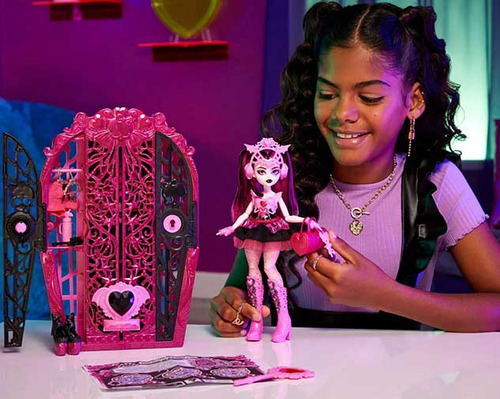Monster High Draculaura + Boneca C/ Guarda Roupa 20 Itens