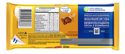 Chocolate Ao Leite Com Amendoim Lacta Shot Pacote 145g