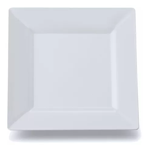 Plato cuadrado apto para microondas blanco grande