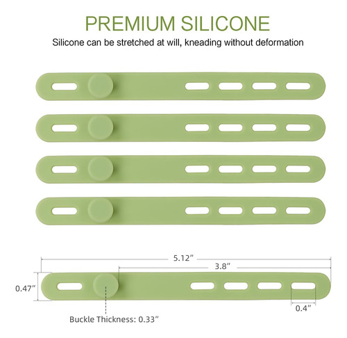 Bridas Reutilizables De Silicona Para Cables Verdes