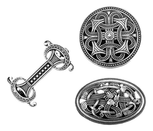 3x Broche Símbolo Medieval Broche Xaile Oval