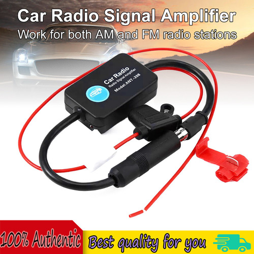 12v Coche Fm Am Radio Antena Recepción De Señal Amplificador