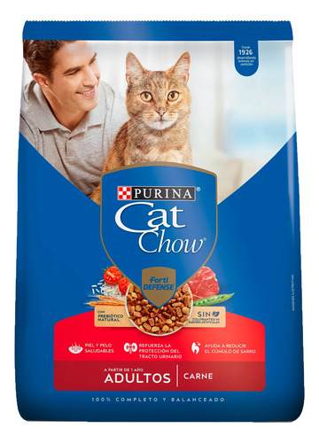 Comida Gatos Cat Chow Purina Adulto Carne Prebioticos 1.5kg