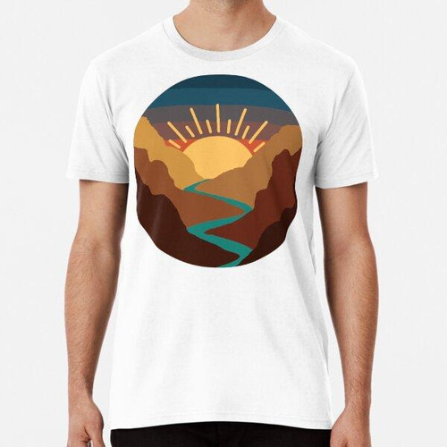 Remera Diseño Minimalista De Puesta De Sol Sobre Montañas Y 