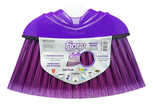 Vassoura Fiory Plumada Roxa Cx C/12 Uni Cabo Listrado Full