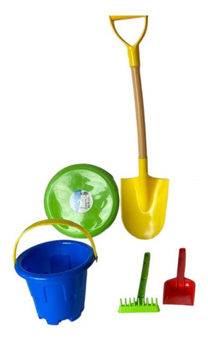 Carretilla Palas, Rastrillo Y Tarro Set 6pzs Juguete Playero