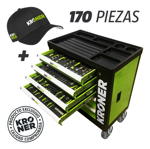 Imagen 2 de 2 de Carro Gabinete Porta Herramientas Kroner 170 Piezas Premiun
