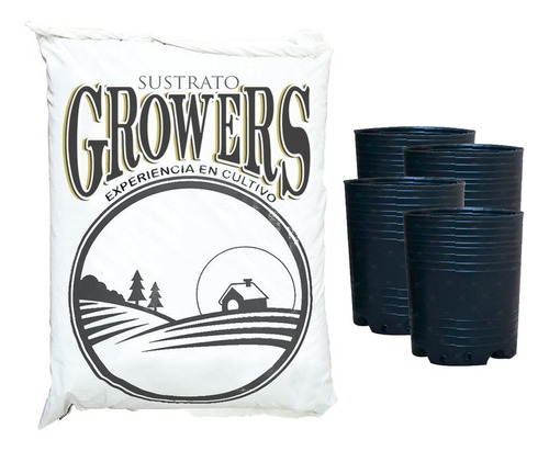 Sustrato Growers Original 50lts Con 4 Macetas 1/4 De Regalo