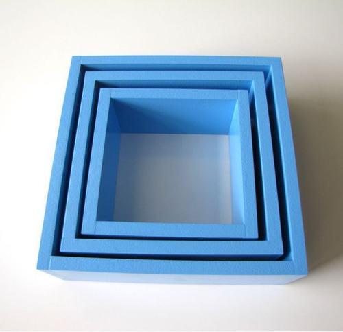 Imagem 5 de 5 de Nicho Decorativo Mdf Kit 3 Unidades - Cor Azul