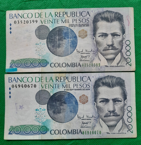 2 Billetes De 20.000 Anterior Familia, Año 2000 Y 2004, F