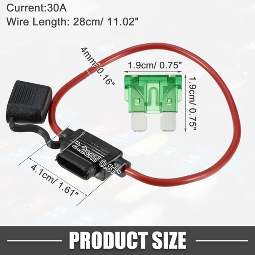 Portafusibles Fusibles Coche, 30 A, 12 Awg, Resistente Al Ag