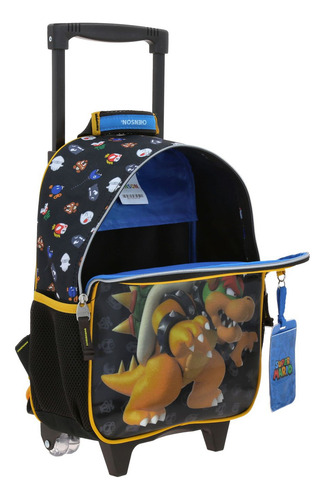 Mochila Chica Con Ruedas Chenson Mario Bros Bowser Woat
