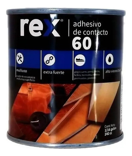 Adhesivo Contacto 60, Tarro 240 Cc Rex